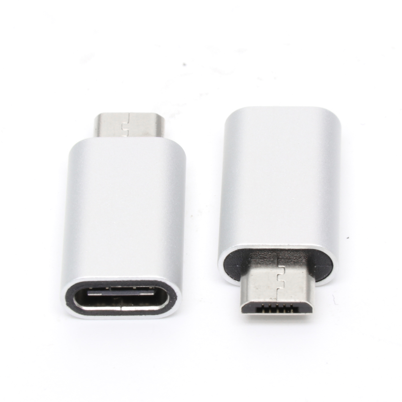 Silver color type c male to micro usb type c adapter