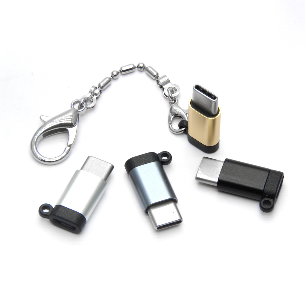 Type c male to micro usb female adapter with key chain