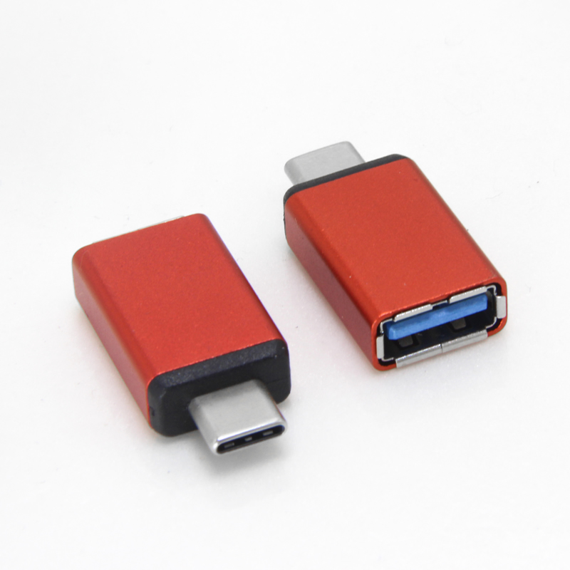 Type c male to usb3.0 adpater, aluminum red color