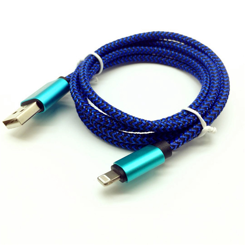 Lightning data cable,nylon braid，blue