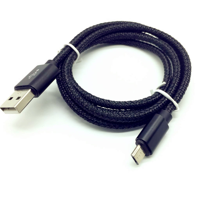 micro usb data charging cable, nylon braid，blue head