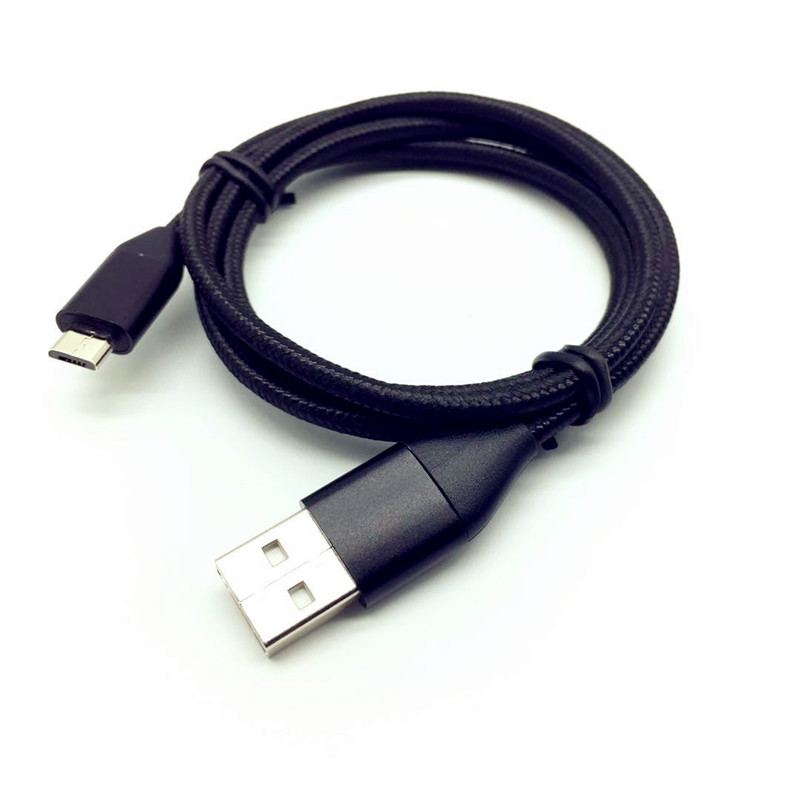 Preminum high quality nylon braid micro usb cable, BLACK